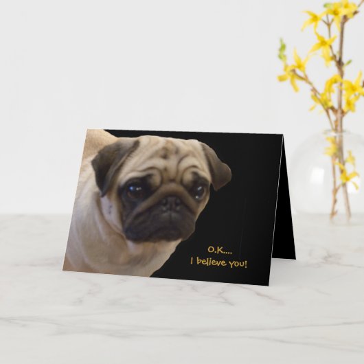 Humorisme Pug Birthday Kaart (Gele Bloem)