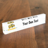 Humorisme Yellow School Bus Driver Funny Naambordje (Zijkant)