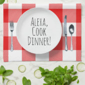 humoristisch Alexa Command voor het kookdiner Theedoek (Gevouwen)