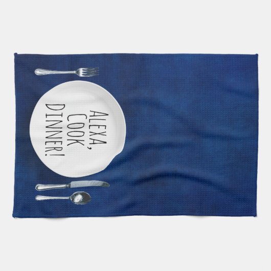 humoristisch Alexa Command voor het kookdiner Theedoek (Horizontaal)