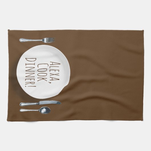 humoristisch Alexa Command voor het kookdiner Theedoek (Horizontaal)