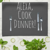 humoristisch Alexa Command voor het kookdiner Theedoek (Gevouwen)