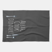 humoristisch Alexa Command voor het kookdiner Theedoek (Horizontaal)