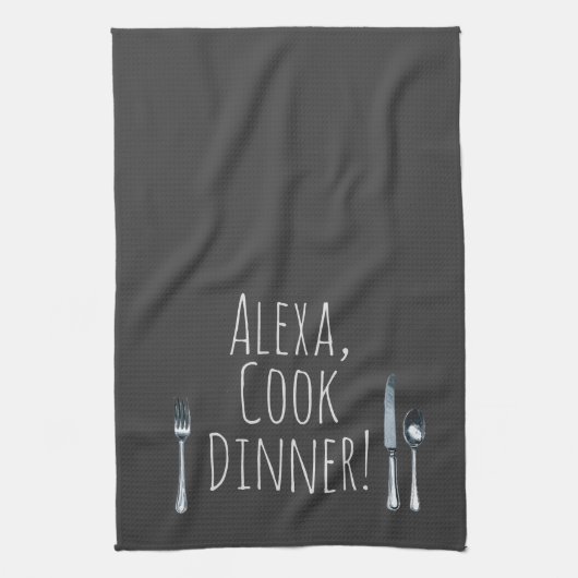 humoristisch Alexa Command voor het kookdiner Theedoek (Verticaal)