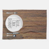 humoristisch Alexa Command voor het kookdiner Theedoek (Horizontaal)