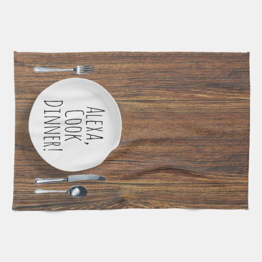 humoristisch Alexa Command voor het kookdiner Theedoek (Horizontaal)