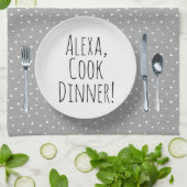 humoristisch Alexa Command voor het kookdiner Theedoek (Gevouwen)