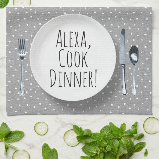 humoristisch Alexa Command voor het kookdiner Theedoek (Gevouwen)