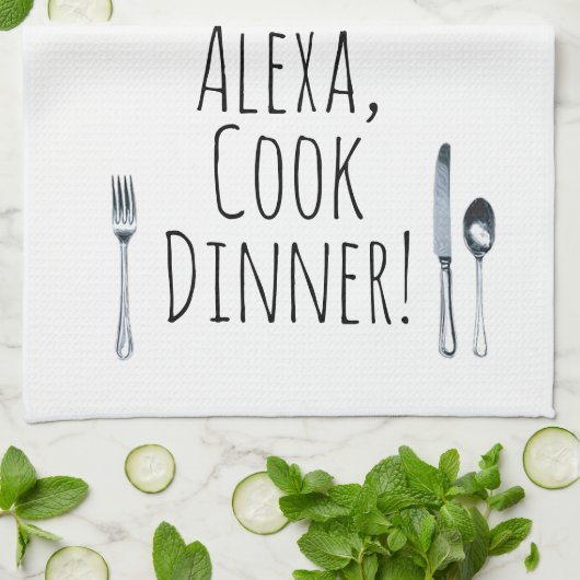 humoristisch Alexa Command voor het kookdiner Theedoek (Gevouwen)