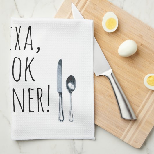 humoristisch Alexa Command voor het kookdiner Theedoek (Quarter Fold)