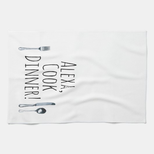 humoristisch Alexa Command voor het kookdiner Theedoek (Horizontaal)