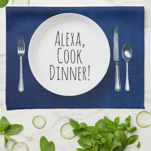 humoristisch Alexa Command voor het kookdiner Theedoek (Gevouwen)