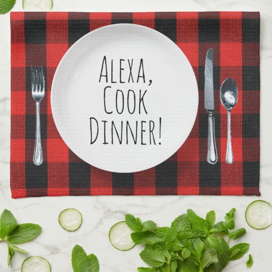 humoristisch Alexa Command voor het kookdiner Theedoek (Gevouwen)