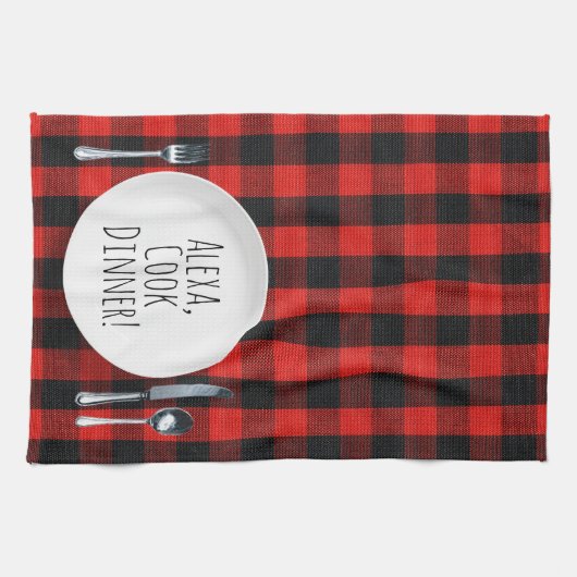 humoristisch Alexa Command voor het kookdiner Theedoek (Horizontaal)