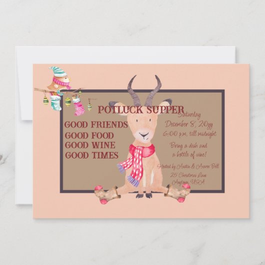 Humoristisch Antelope Kerstmis Potluck Avondmaal Kaart (Voorkant)