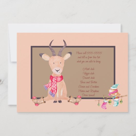 Humoristisch Antelope Kerstmis Potluck Avondmaal Kaart (Achterkant)