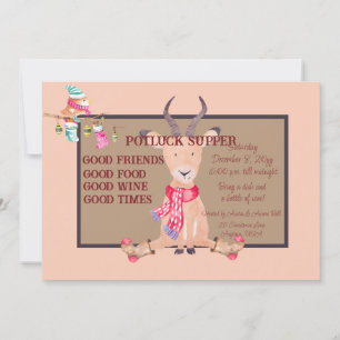 Humoristisch Antelope Kerstmis Potluck Avondmaal Kaart