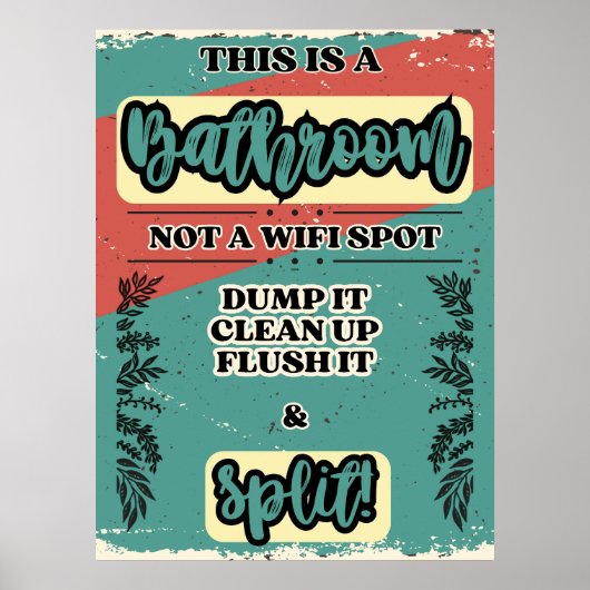 Humoristisch badkamer etiquette teken poster (Voorkant)