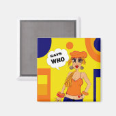 Humoristisch, cartoon meisje attitude magneet (Voorkant / Achterkant)