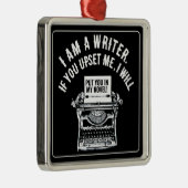 Humoristisch citaat van de schrijver metalen ornament (Rechts)