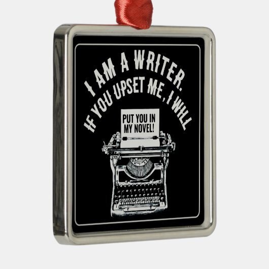 Humoristisch citaat van de schrijver metalen ornament (Rechts)