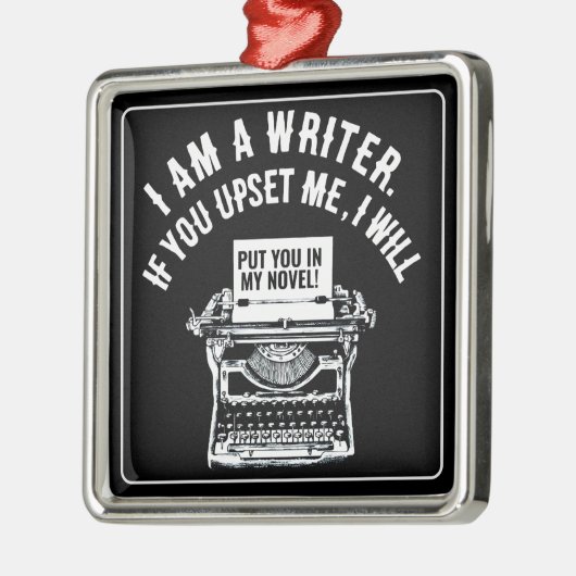 Humoristisch citaat van de schrijver metalen ornament (Links)