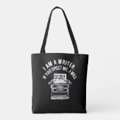 Humoristisch citaat van de schrijver tote bag (Achterkant)