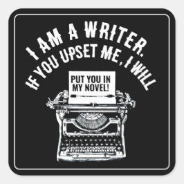 Humoristisch citaat van de schrijver vierkante sticker