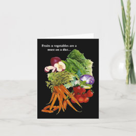 Humoristisch dieet van groenten en fruit kaart