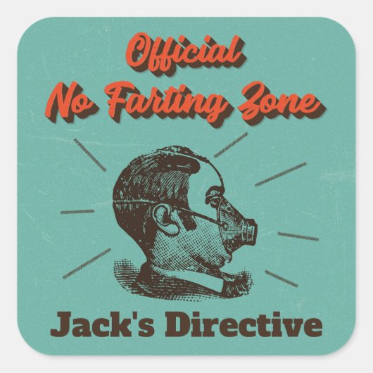 Humoristisch geen scheetzone vintage turquoise vierkante sticker (Voorkant)