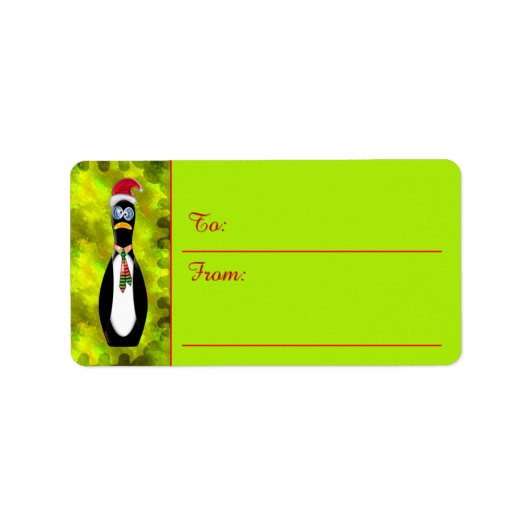 Humoristisch gekraste Santa Penguin (to-from Label (Voorkant)