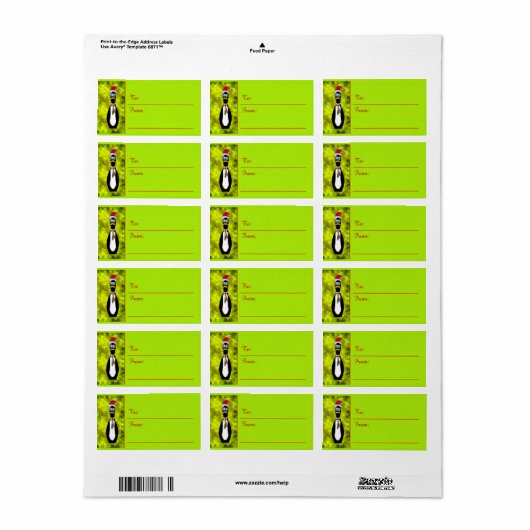Humoristisch gekraste Santa Penguin (to-from Label (Full Sheet)