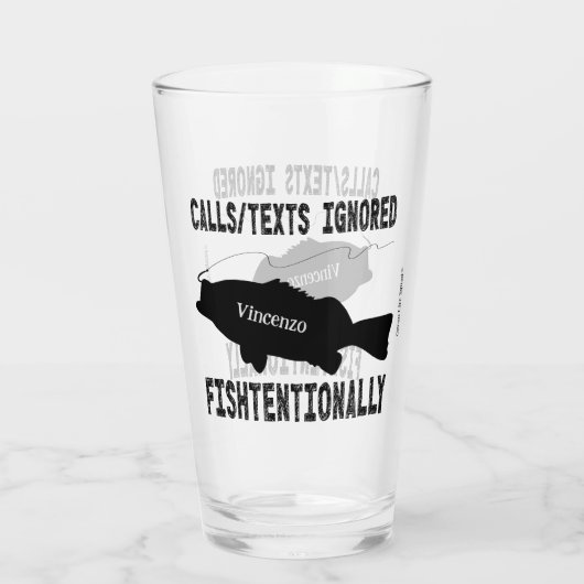 Humoristisch Gevist Fish Silhouette Tekstontwerp Glas (Achterkant)
