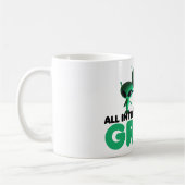 Humoristisch groen koffiemok (Links)