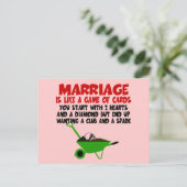 Humoristisch huwelijk briefkaart (Staand voorkant)