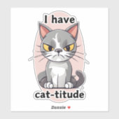Humoristisch ik heb Cat-titude waterdicht Sticker (Vel)