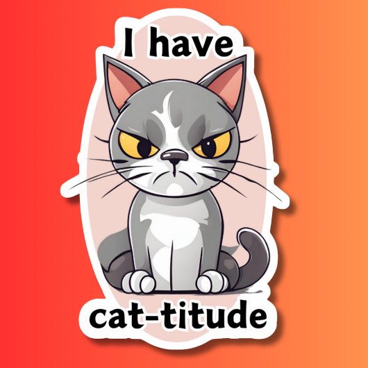 Humoristisch ik heb Cat-titude waterdicht Sticker