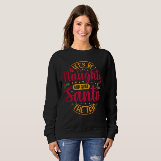 Humoristisch kerst t-shirt met een speels kerstthe (Voorkant volledig)