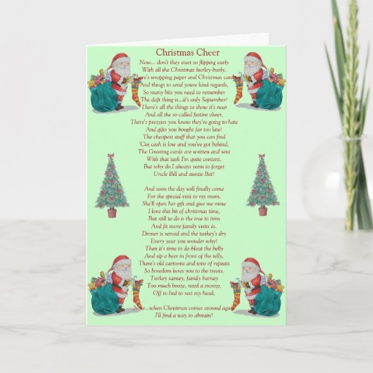 Humoristisch kerstgedicht Kerstman en kerstboom gr Feestdagen Kaart (Voorkant)