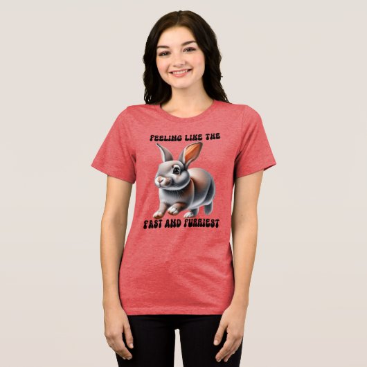 humoristisch konijn Tri-Blend shirt (Voorkant volledig)