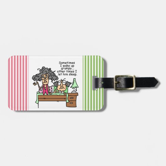 Humoristisch laat chagrijnig slapen bagagelabel (Voorkant horizontaal)