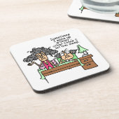 Humoristisch laat chagrijnig slapen bier onderzetter (Linkerzijde)