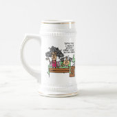 Humoristisch laat chagrijnig slapen bierpul (Links)