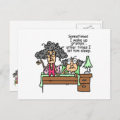 Humoristisch laat chagrijnig slapen briefkaart (Voorkant / Achterkant)