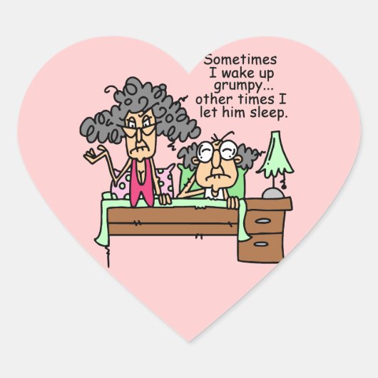 Humoristisch laat chagrijnig slapen hart sticker (Voorkant)