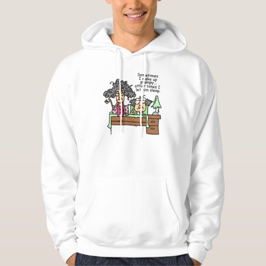 Humoristisch laat chagrijnig slapen hoodie (Voorkant)