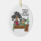 Humoristisch laat chagrijnig slapen keramisch ornament (Rechts)