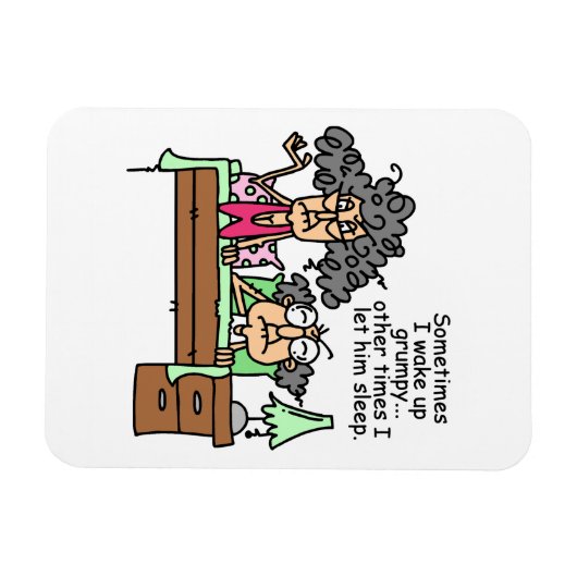 Humoristisch laat chagrijnig slapen magneet (Horizontaal)