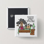 Humoristisch laat chagrijnig slapen vierkante button 5,1 cm (Voorkant /achterkant)