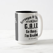 Humoristisch leesacroniem Zwart-wit Tweekleurige Koffiemok (Voorkant rechts)